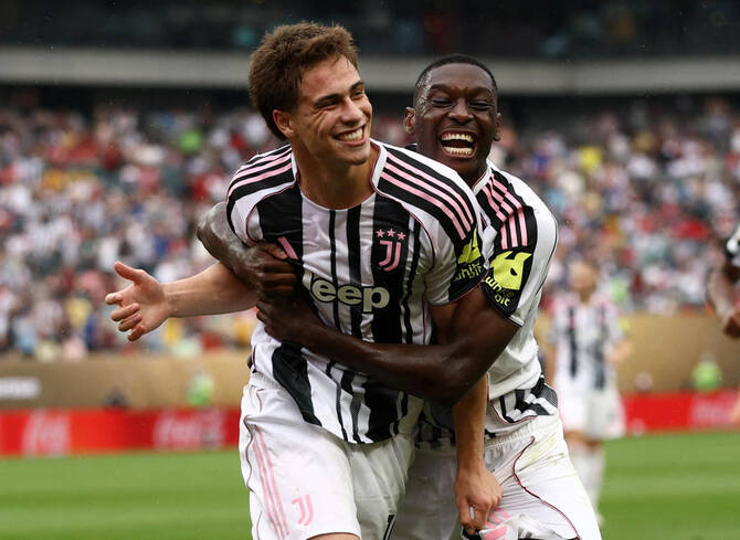 Kenan Yildiz celebrates his stunning goal against Wydad Casablanca.